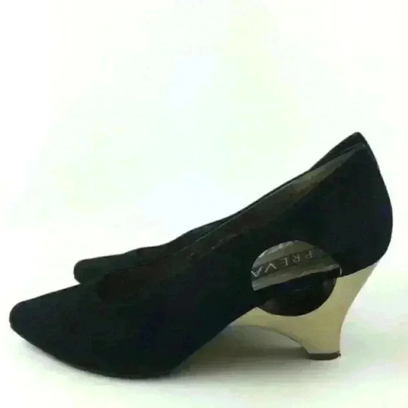 Prevata Heels 6.5 Italian Suede Funky Heel Vintage - Picture 4 of 9